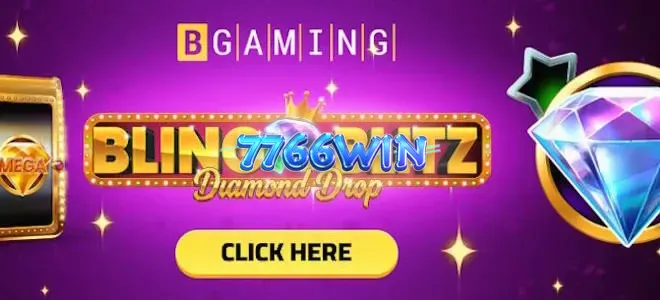 Visual vibrante e metálico do jogo Bling Blitz Diamond Drop com baús de diamantes